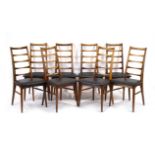 Niels Koefoed for Koefoeds Hornslet, a set of eight 1960's rosewood Lis chairs with black seats,