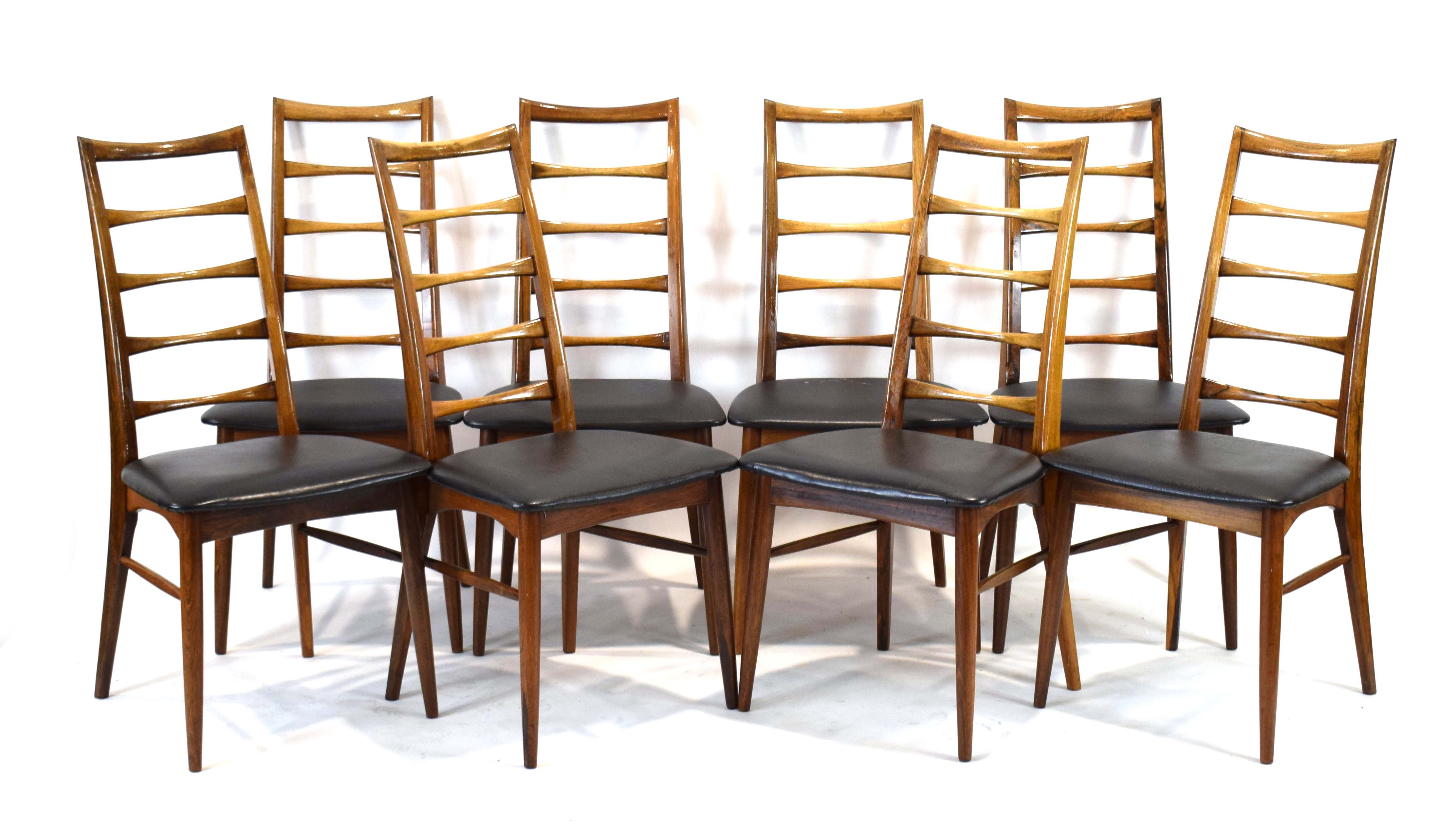 Niels Koefoed for Koefoeds Hornslet, a set of eight 1960's rosewood Lis chairs with black seats, - Image 2 of 19