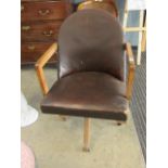 1940's swivel office chair, with rexeen seat and back