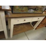 Oak topped white 2 drawer sideboard