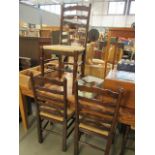 Set of 4 rush seated dining chairs