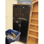 Black painted high gloss double door wardrobe