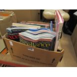 Box containing Excellence car magazines plus car related reference books