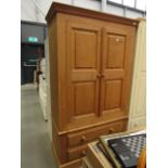 Pine double wardrobe with two drawers under