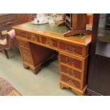 Reproduction yew twin pedestal desk