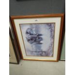 Framed and glazed print of an elephant