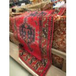 (4) Iranian floral mat in red and blue