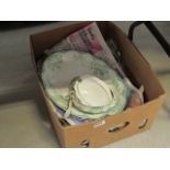 A box containing a quantity of Alfred Meakin Devon patterned tureens and plates