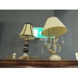 5306 - Pottery table lamp plus a wrought iron lamp with shade