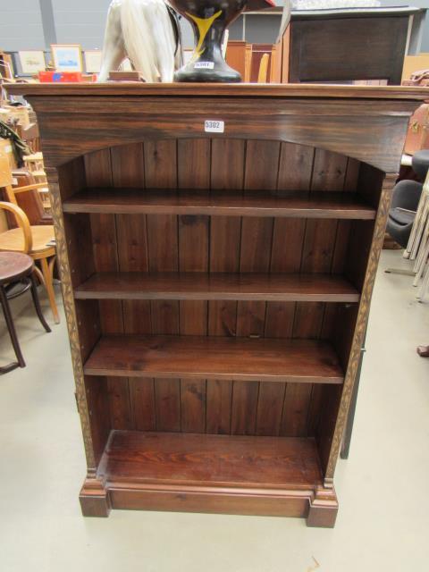Stained pine open fronted bookcase