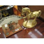 Miniature set of scales with brass horse