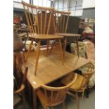 Set of 4 Ercol style dining chairs with wood effect table