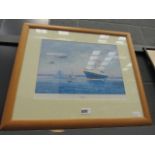 5122 Framed and glazed print by Chris Woods depicting Britania and escort