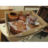 Box containing Hornsea brown ceramics