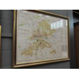 5160 Framed and glaze Soviat era street map of Bedford