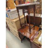 Dark wood topped occasional table with shelf underneath Circular topped occasional table with