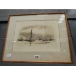 Framed and glazed print of showery day