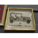 5101 - Glazed picture of Rolls-Royce silver ghost made from clock parts