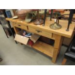 Oak sideboard with two drawers and second tier