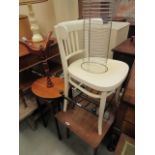 Reproduction tripod wine table, Edwardian side table, painted chair, log basket, bentwood table