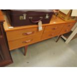 Mid century style dressing table with mirror above on tapered legs