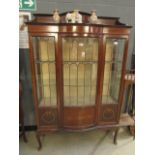 Leaded glass fronted display cabinet on cabriole legs