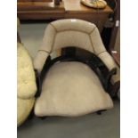 Captain's style beige upholstered chair