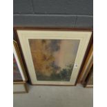 5125 - Framed and glazed water colour of a harvest scene