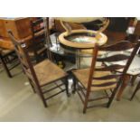 Pair of rush seated dining chairs