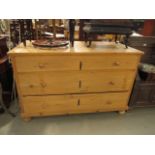 Large pine 3 drawer chest