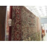 (9) Large red and ivory floral carpet
