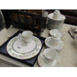 A cake stand, plus a quantity of china, cups, saucers and side plates