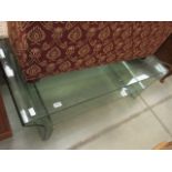 Bent glass two tier coffee table