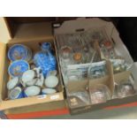 2 boxes containing export Japanese tea service plus sundae dishes, tumblers plus glass plates