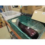 3 boxes containing a large quantity of crystal glasses, bowls and sherry glasses