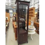 Narrow glazed Stag display cabinet with cupboard under