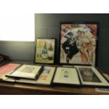 7 Various framed alcoholic beverage advertising prints