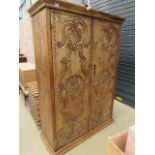 Sheesham double door cupboard with carved panels