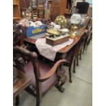 Extending dining table with 6 matching upholstered chairs