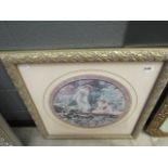 5097 - Framed and glazed print of two ladies boating.