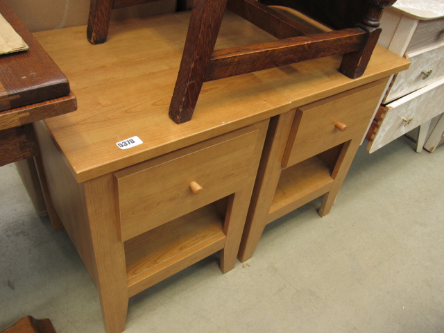 Pair of pine finished single drawer lamp tables