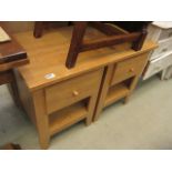 Pair of pine finished single drawer lamp tables