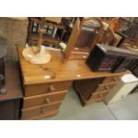 Pine knee hole dressing table with folding mirror