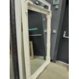 (2) Rectangular bevelled mirror in ornate white painted frame