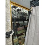 (1) A large rectangular bevelled mirror in gilt frame