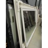 (7) Large rectangular bevelled mirror in cream painted frame
