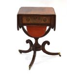 A Victorian mahogany sewing table, the surface with drop-sides over a drawer and basket,
