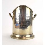 An early 20th century silver two handled wine cooler of cylindrical form, Barker Brothers,