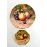 A Royal Worcester shallow dish decorated with fruit, pdcm 1937, d. 15.