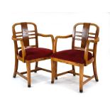 A pair of Art Deco Waring & Gillows beech,